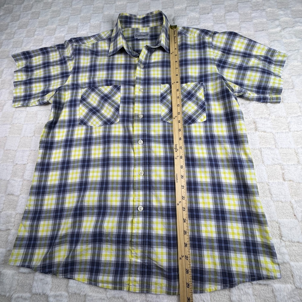 Carhartt Men's Short Sleeve Yellow and Gray‎ Button Up Shirt Size Large - Picture 7 of 11